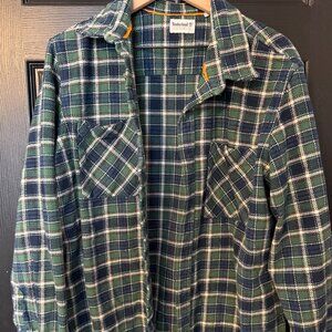 Mens Timberland Heavyweight Flannel Green Blue Large